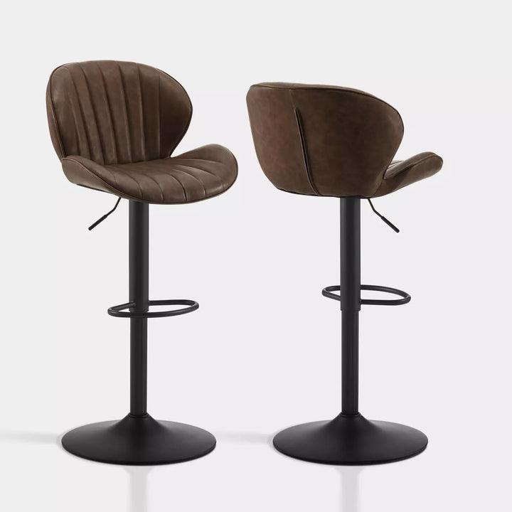 Caryol Swivel Bar Stool [Set of 2] [Height Adjustable] [PU Leather]