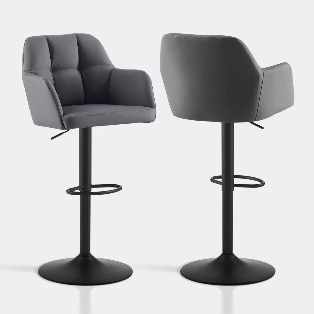 Edion Swivel Bar Stool [Set of 2] [Height Adjustable] [PU Leather]