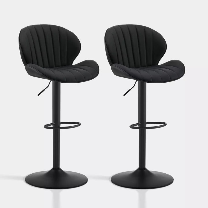 Caryol Swivel Bar Stool [Set of 2] [Height Adjustable] [PU Leather]