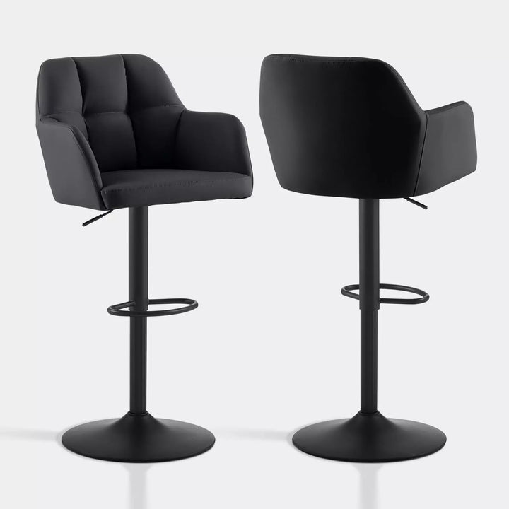 Edion Swivel Bar Stool [Set of 2] [Height Adjustable] [PU Leather]