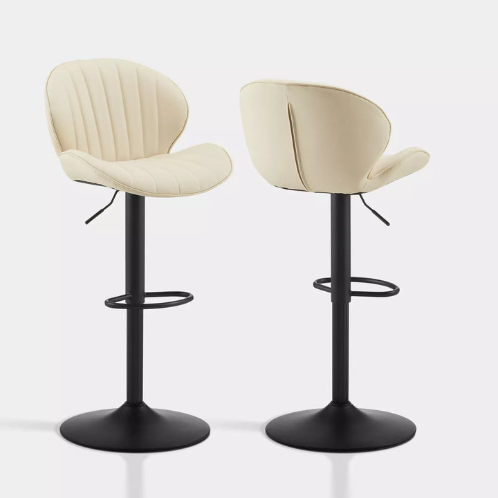 Caryol Swivel Bar Stool [Set of 2] [Height Adjustable] [PU Leather]