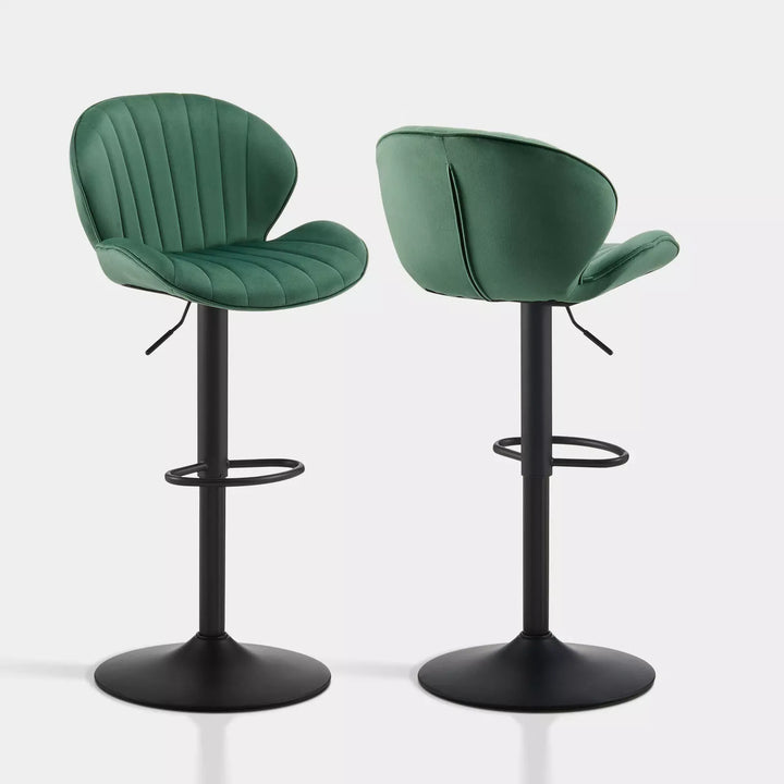 Caryol Swivel Bar Stool [Set of 2] [Height Adjustable] [Velvet]