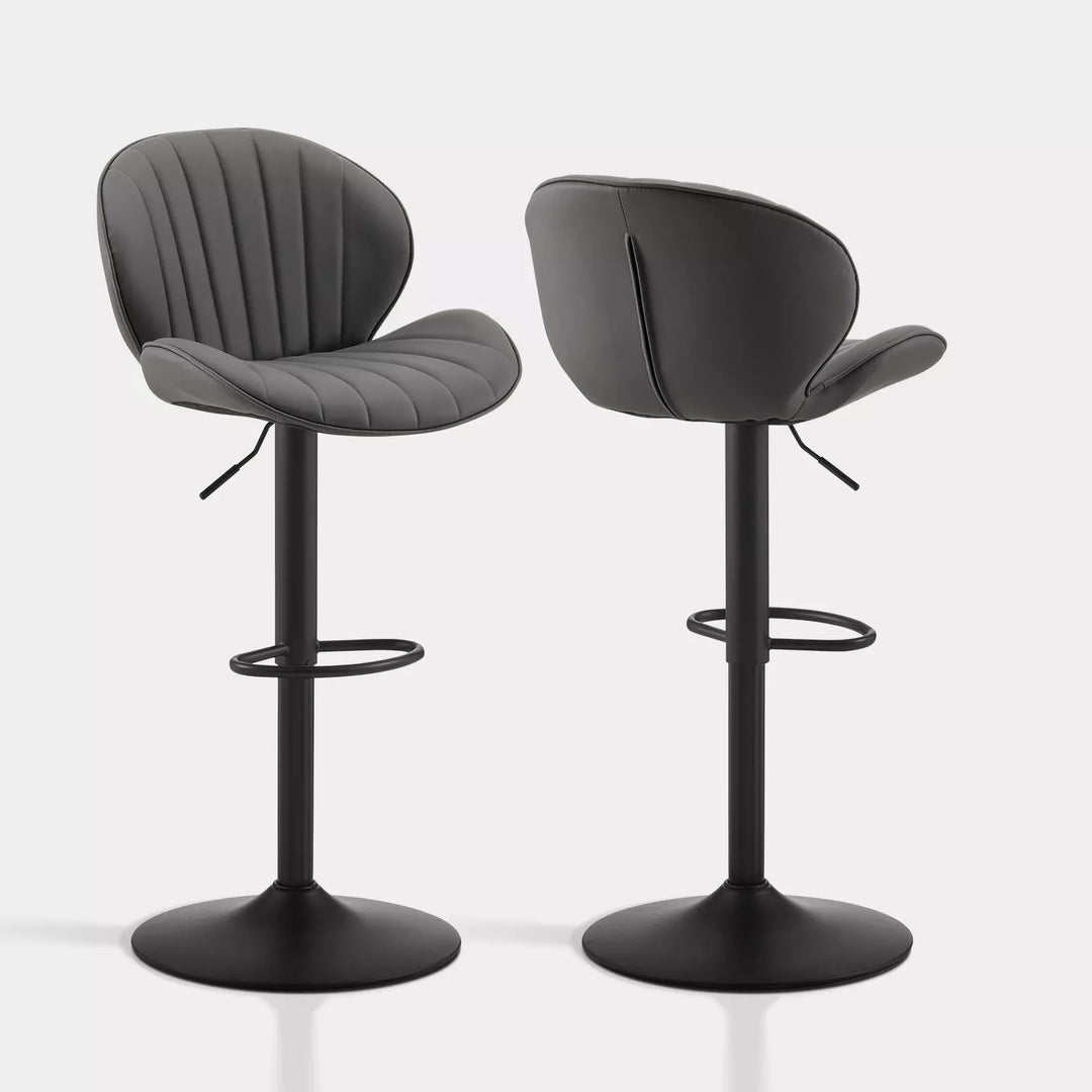 Caryol Swivel Bar Stool [Set of 2] [Height Adjustable] [PU Leather]