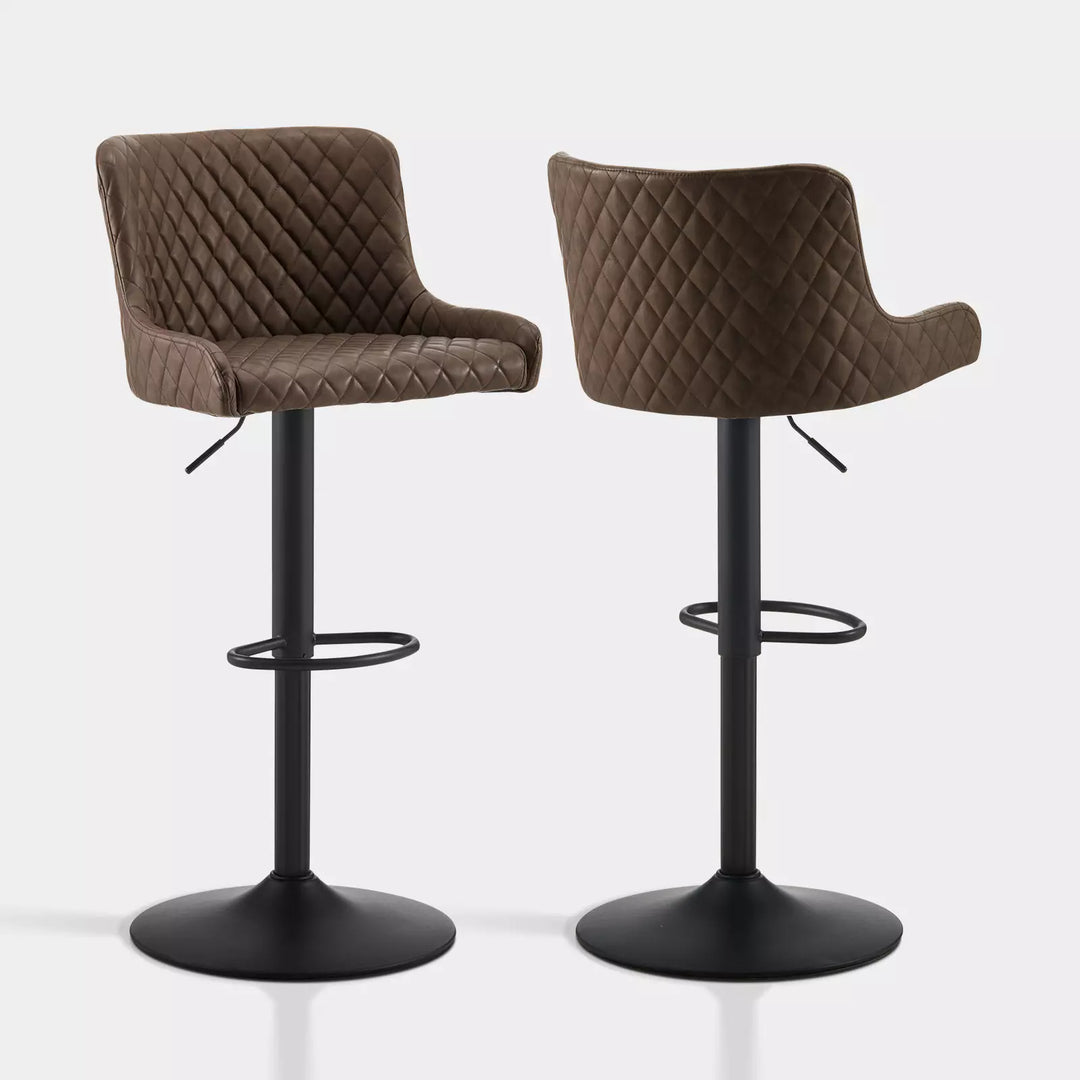 Dundas Swivel Bar Stools [Set of 2] [PU Leather] [Height Adjustable]