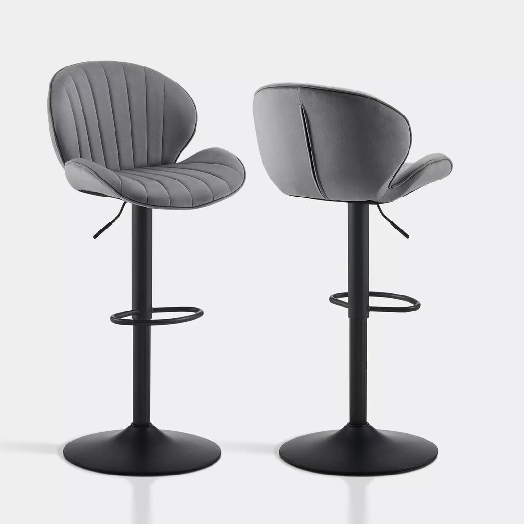 Caryol Swivel Bar Stool [Set of 2] [Height Adjustable] [Velvet]