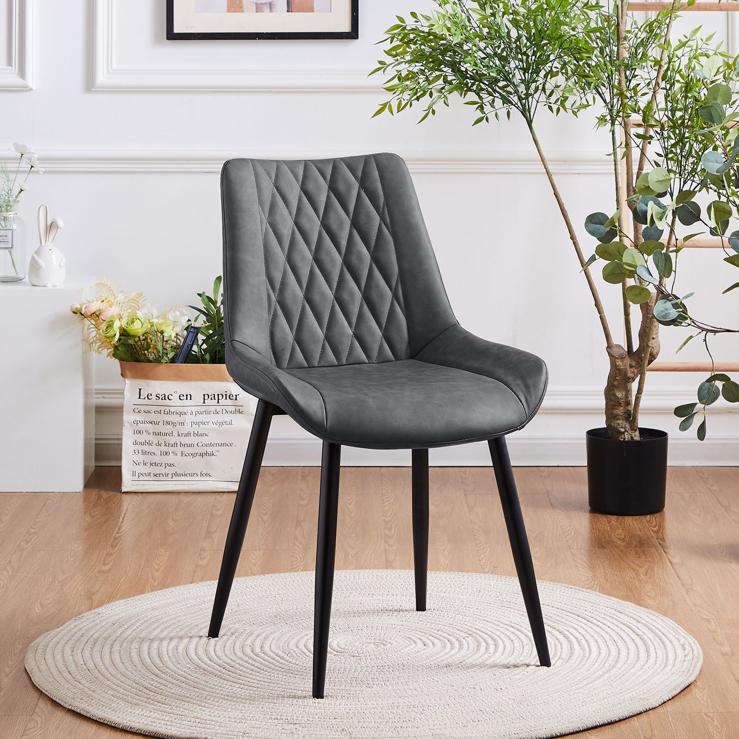 Faux leather upholstered online dining chair