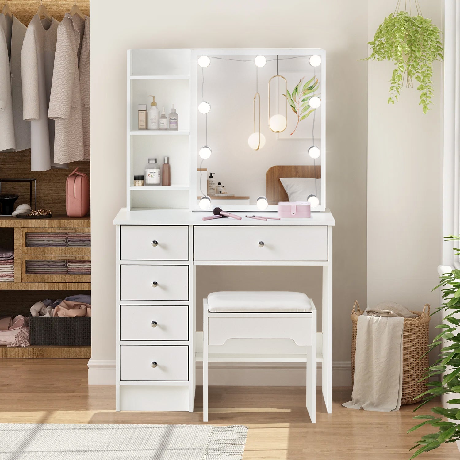 White vanity desk store without mirror