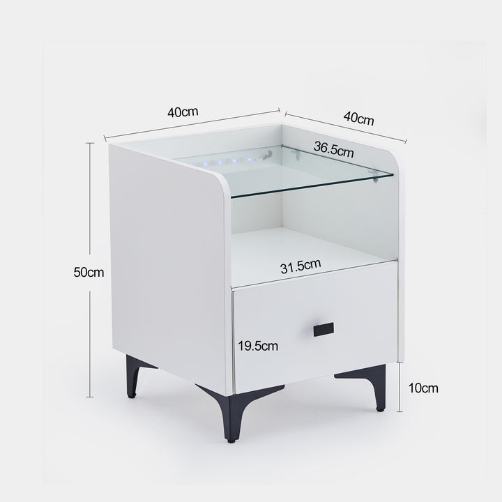 Aidan Smart LED Bedside Nightstand [USB Port]