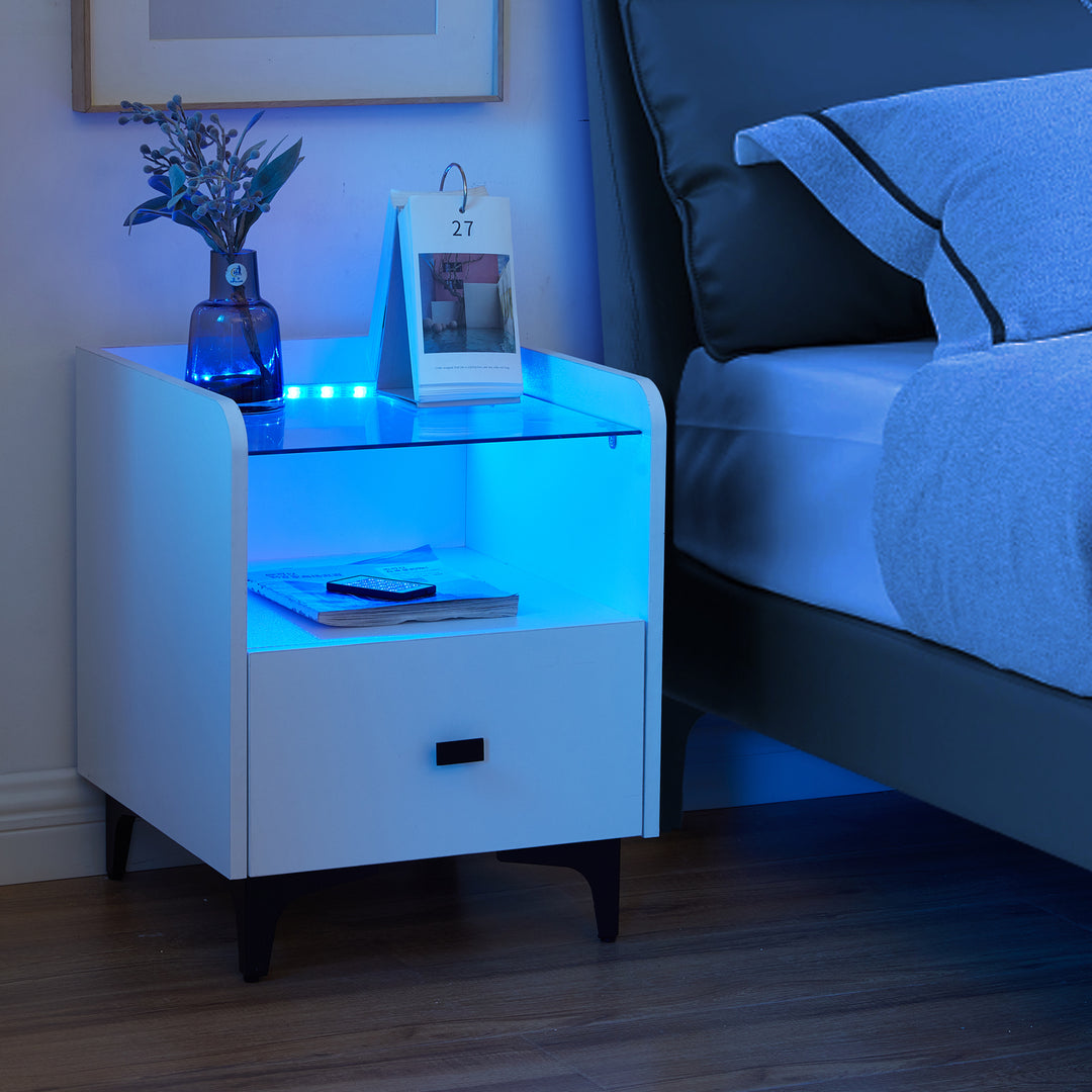 Aidan Smart LED Bedside Nightstand [USB Port]