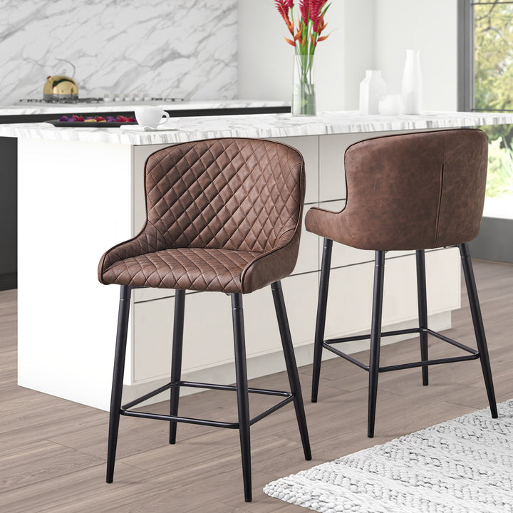 Dundas Bar Stools [Set of 2] [Faux Leather]