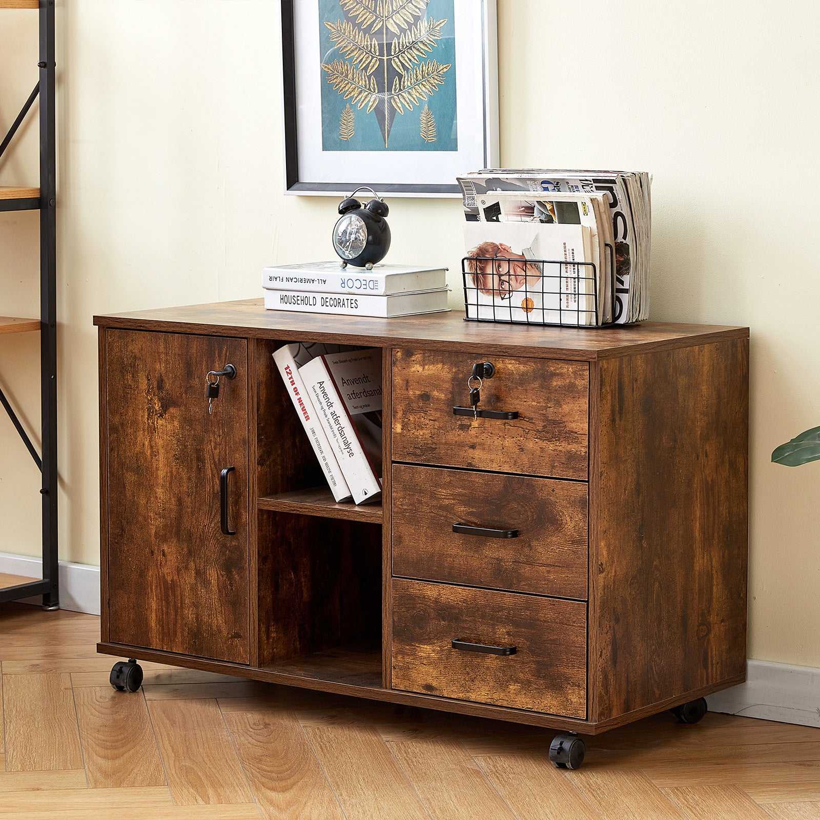 Rustic oak filing deals cabinet