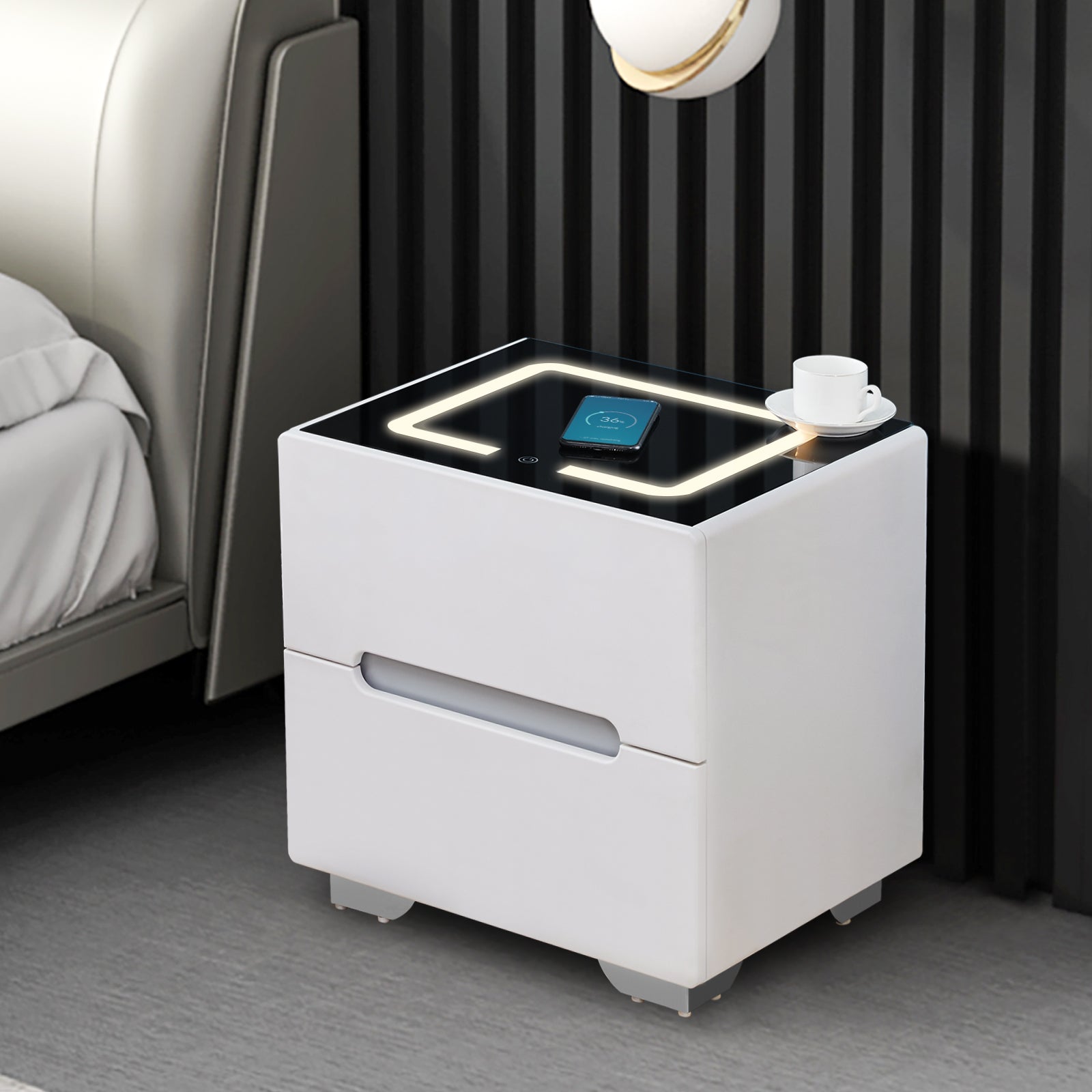 Contemporary shaker nightstand with deals charging station